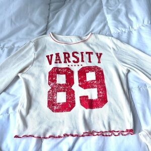 Modern Lux Cream and Red Long Sleeve Top